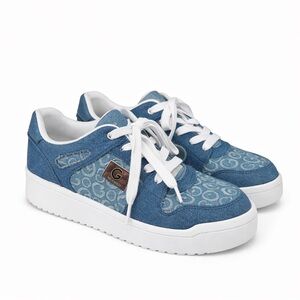 GBG Los Angeles Denim Logo Platform Sneakers Blue White Women’s Size 9 1/2